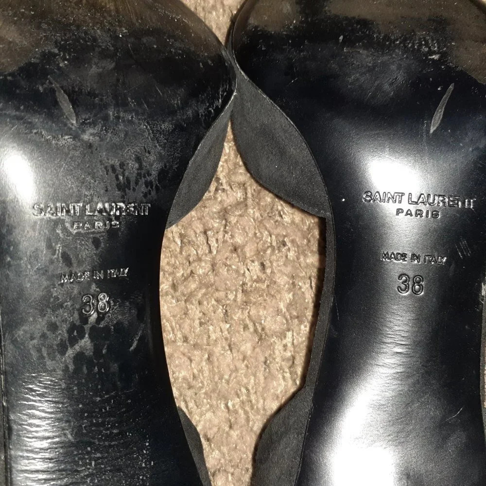 SAINT LAURENT-Paris Skinny 80 D’orsay Black Suede Pumps-Sz 38-Very Good-READ - Picture 8 of 8